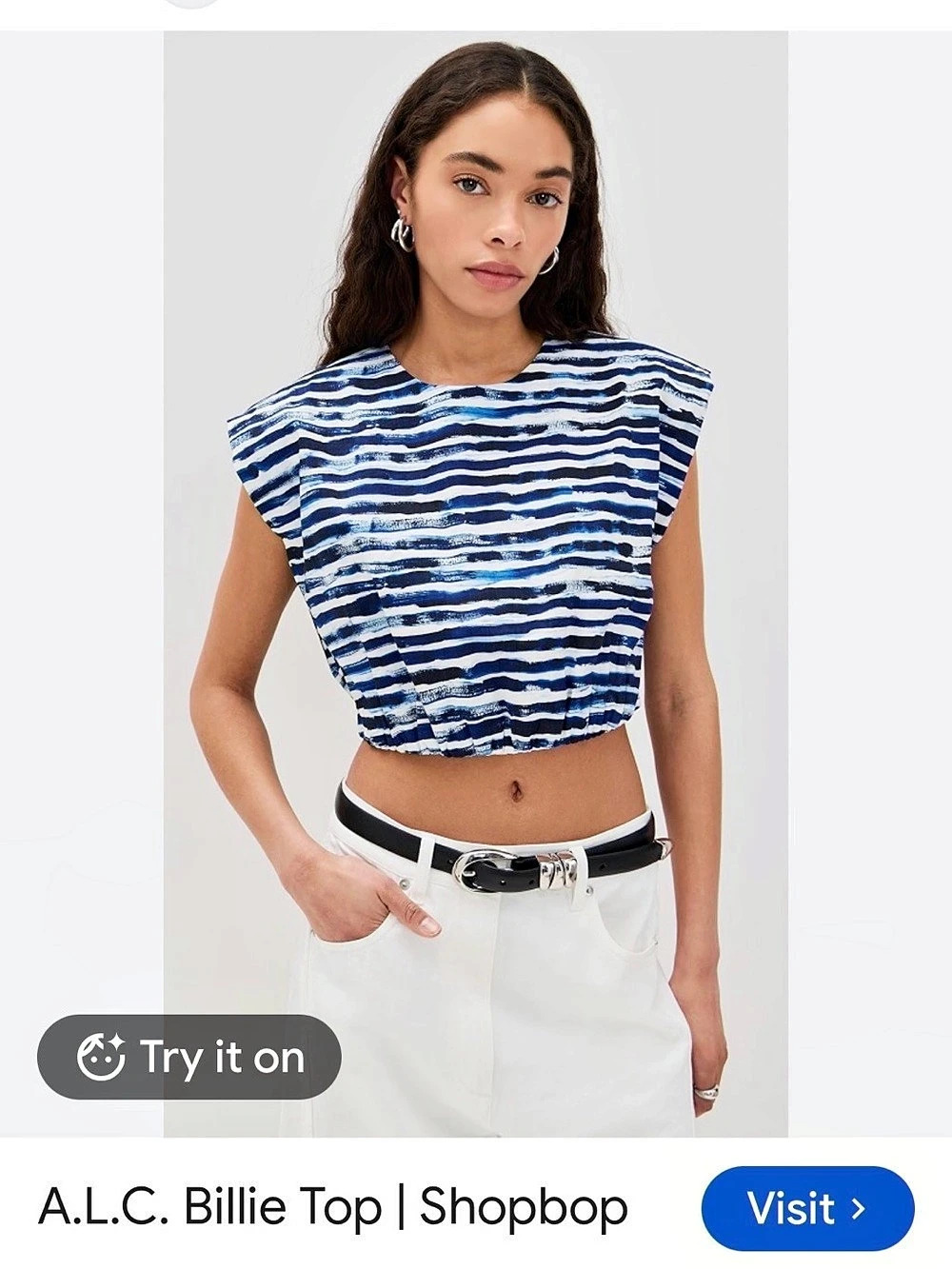 A.L.C. Billie Crop Top. Abstract Blue & White Small NWT
